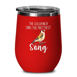 Flairy Land Bird Lover Red Edition Wine Tumbler 12oz - Prettiest song - Hummingbird Nest Cage Parrot Dad Gardening Outdoor Birdwatcher Feeder