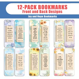NewEights Joy and Hope Bookmarks (2-Sets X 6 Cards) - Daily Motivational Card Set – Collection Set Book Page Clippers – Ideal for Church Ministry Gifts for Boys and Girls