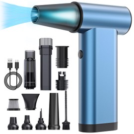 DSHDING Compressed Air Duster - 3-Gear Adjustable 180000RPM High-Speed Mini Blower Cordless & Vacuum Cleaner with LED Light, Rechargeable Jet Turbo Fan for Car, PC, Keyboard & Home Dust Cleaning