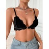 COOLOYA Women's Lace Front Closure Bra Wireless Padded Bras Spaghetti