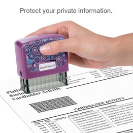Identity Theft Prevention Confidential Security Stamp 2.25” x 0.75" Purple Paisley