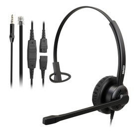 Telephone Headset with RJ9 & 3.5mm Connectors for Landline Deskphone and Smartphone PC Laptops, Call Center Office Headset with Noise Canceling Microphone for Yealink Grandstream Snom