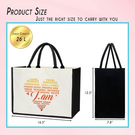 TRKAE Canvas Tote Bag Aesthetic Tote Bag, Heart Tote Bag - I Am Tote Bag, Bible Bags For Women, Tote Bag For Women, Cute Tote Bag Aesthetic Tote Bag, Inspirational Gifts For Women-W015