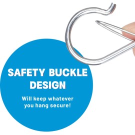 S Hooks with Safety Buckle, 17 Pack Metal S Shaped Hook for Hanging Plants,Pots, Closet, Kitchen Utensil, Clothes, Jeans Christmas Hanging Lights, 3.5 Inch Silver