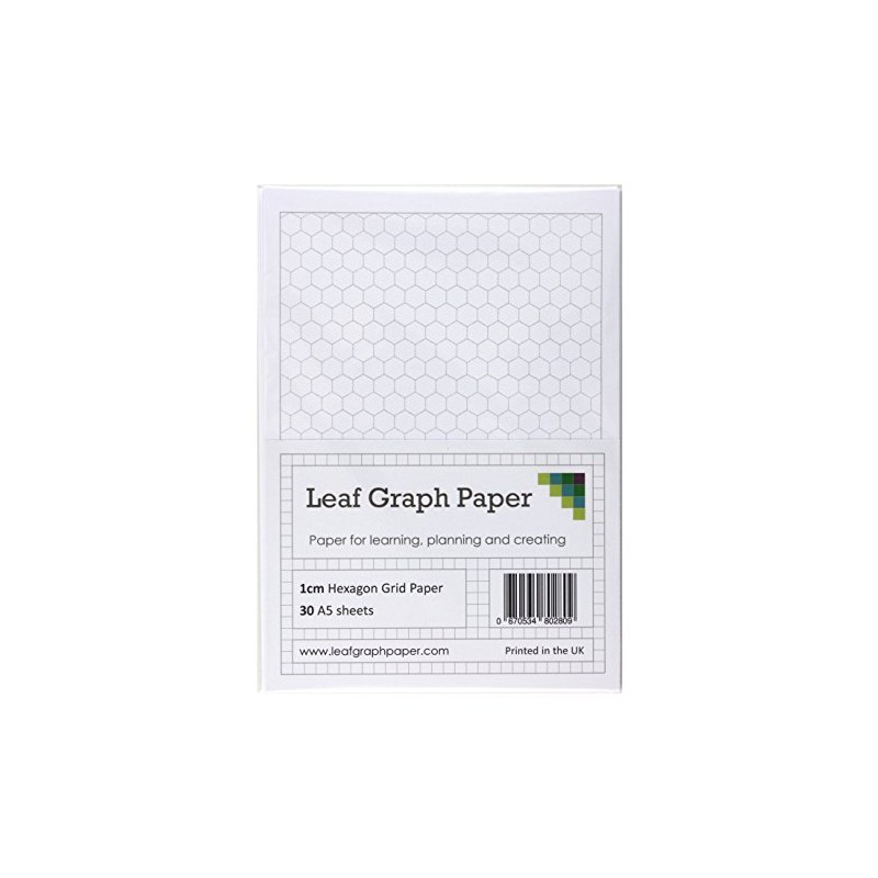 A5 Hexagon Graph Paper 10mm 1cm - 30 Loose-Leaf Sheets