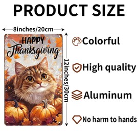 WIZYXQ Metal Signs Happy Thanksgiving Tin Signs Aluminum Sign for Living Room Bedroom Bar Cafe Yard Garden Office Wall Decor 12×8 Inch