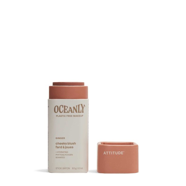 ATTITUDE Oceanly Plastic-Free Lightweight Blush Stick, Titanium Dioxide-Free, EWG Verified,