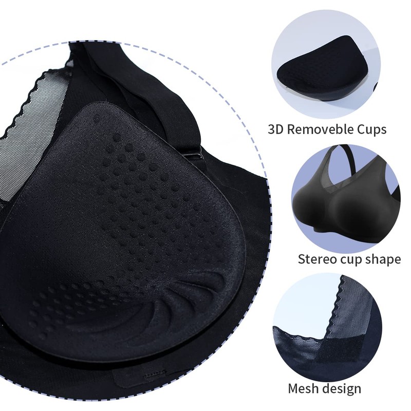 Polreta Seamless Post-Surgery Bra for Women, Pocket Mastectomy Bras for