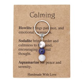 Stress Relief Gifts Keychain for Women Men Calming Gift Key Chain for Son Grandma Anxiety Relief Gift Natural Crystal Keychains Relaxing Gifts Stress Relief Keyring