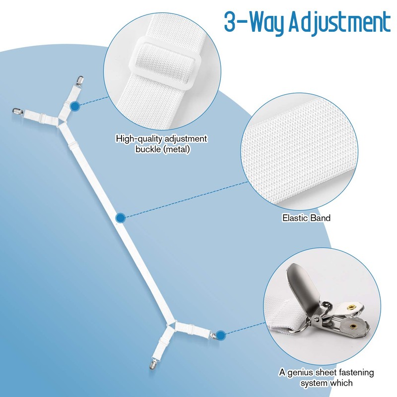 Wadeo Bed Sheet Tensioner Bed Sheet Clips, Elastic Straps for