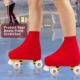Skate Cover, Roller Skates and Ice Skates Covers, Cover Sock for Roller Skates, Ice Skates Protector, Protection for Roller Inline Skates, Ice Skates, Protect for Figure Skating, Ice Skating (Red, M)