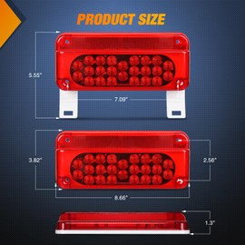 Nilight RV Tail Light 2PCS 54 LED White License Plate Lights Red Running Stop Brake Turn Signals Surface Mount Waterproof Taillights for Camper Van Caravan