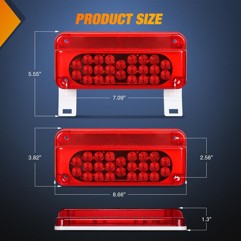 Nilight RV Tail Light 2PCS 54 LED White License Plate