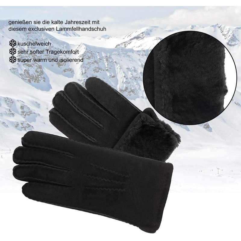 Harrys-Collection HC Unisex Real Lambskin Gloves, Colours: Black, Size XXL