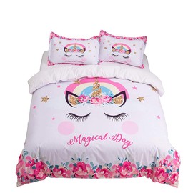 OldPAPA Unicorn Bedding Set for Children, Girls, Teenagers Bedding with Unicorn Motif is Soft and Cuddly Children's Bedding