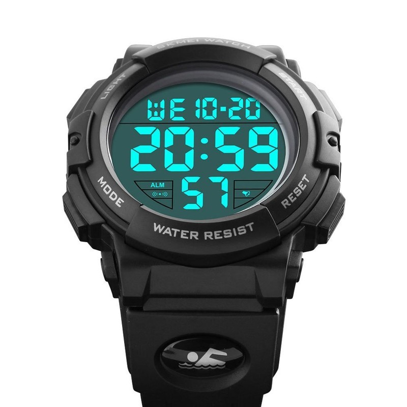 Timever Digital Wrist Watch, Waterproof, Men’s, w/Stopwatch, LED Watch, Running