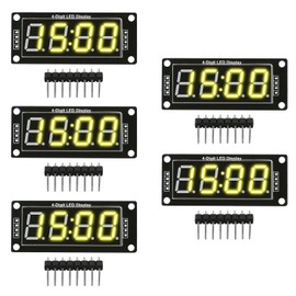 5Pcs 0.56 LED Display Digital Tube Clock Module 4 Digit LED 0.56 inch Display Time Clock Indicator Tube 7 Segments Double Dots TM1637 Yellow Color