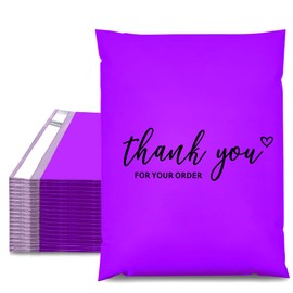 JinRuiKJ Thank You Poly Mailer 12x15.5 Inch 50 PCS, Shipping Bags for Clothing, Packaging Bags for Small Business, Strong Adhensive, Waterproof and Tear-Resistant Mailing Envelopes, Purple