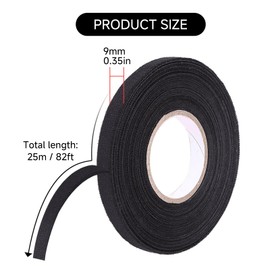 Kodrily High Temp Automotive Tape, Polyester Heat Cloth Wiring Harness Tape, Multipurpose Automotive Wiring Harness Tape for Car Wiring Harness Wrapping, 9mmx15m, Black