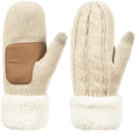 Wantonfy Mittens Women Gloves Ladies Thick Fleece Winter Warm Knitted Gloves Fluffy Gloves Thermal Fleece Lined Thick Fleece