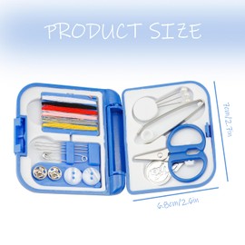 Tabanzhe Portable Mini Sewing Kit Folding Collapsible Travel Sewing Set Box for Adults, DIY, Home, Travel and Emergencies Repair Tool Includes Thread, Scissors, Needles, Buttons and More(Blue)