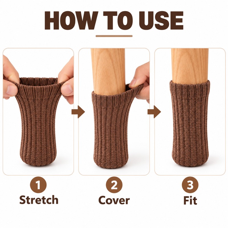16 Pack Black Chair Leg Socks – Double Thick Knitted