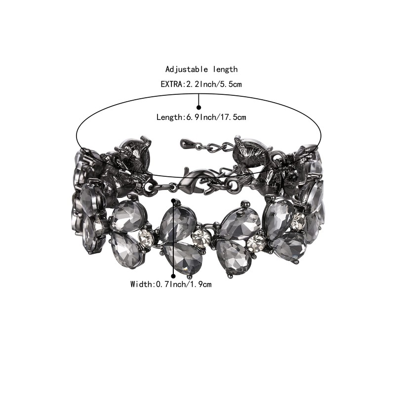 BriLove Wedding Bridal Bracelet for Brides, Crystal Rhinestone Multi Teardrop