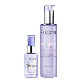 KRASTASE SET Protector de calor Cicaplasme 150ml  Srum reparador cido hialurnico 50ml  Rutina proteccin  reparacin para cuidado del cabello rubio.    