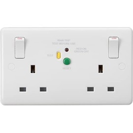 Knightsbridge CU9RCD 13A 2G DP RCD Switched Socket - 30mA (Type A), White