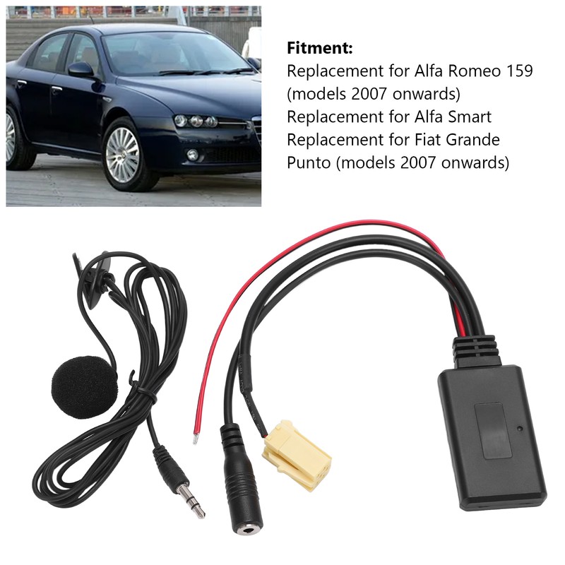 Car Bluetooth5.0 AUX Module Handsfree Microphone Wired Replacement for Fiat