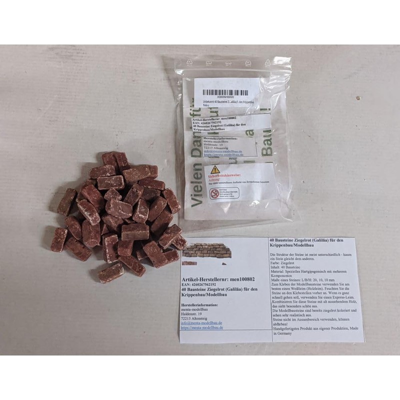 40 Bricks Brick Red (Galilee) for Building a Nativity