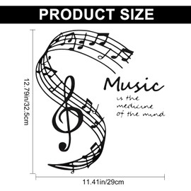 CREATCABIN Music Notes Wall Stickers Wall Decor Vinyl Wall Decal Music Wall Art Black Mural Wallpaper Aesthetic Stickers Decor Peel Stick for Home Studio Classroom School Decorations 12.79x11.41Inch
