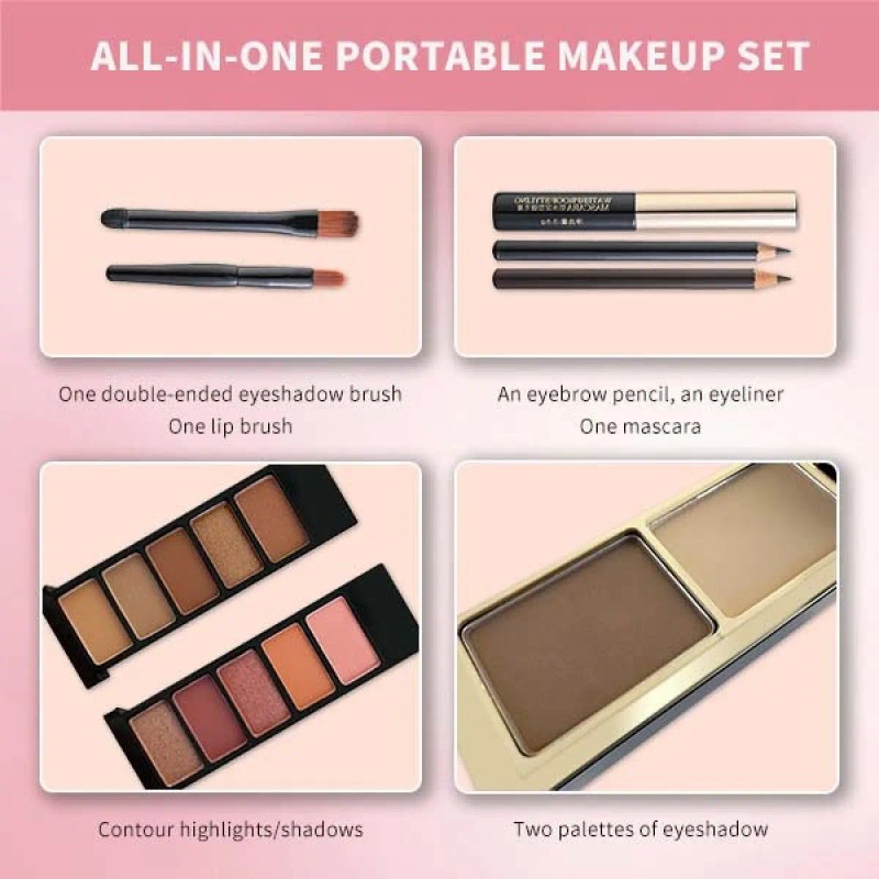 Set De Sombras De Ojos Y Pintalabios En Estuche De