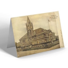 GREETING CARD - Vintage Illinois USA - Galena. High School on Prospect St b