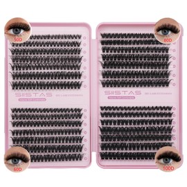 Cluster Lashes 560pcs Individual Eyelashes 50D+60D+80D+100D DIY Eyelash Extensions 8-16mm Natural Look Wispy Cluster Lashes Russian D Curl False Eyelashes Custom Cluster for