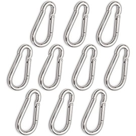 Estika Carabiner Hooks – Pack of 10 – 4 x 40 mm – Galvanised Steel Carabiner up to 70 kg for Keys, Hammocks, Decoration