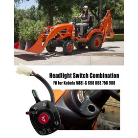 5T057-12242 Headlight Switch Fit for Kubota 588I-G 688 888 758 988 Harvester Components RS19, Head Light Switch Replace 5T057-42242