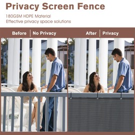 Sunny Guard Customized 3.3'x19' Drak Grey Balcony Privacy Screen,180 GSM Apartments Railing Fence Cover,Heavy Duty Mesh Windscreen for Deck,Outdoor,Backyard,Patio