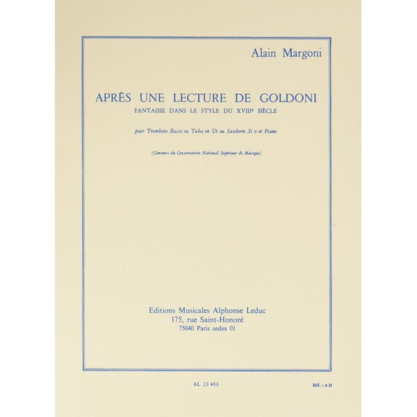 APRES UNE LECTURE DE GOLDONI TROMB.BASSE OU TUBA UT OU