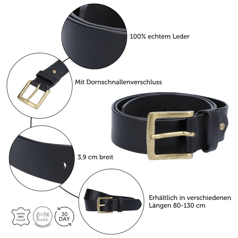 Gusti Leather Belt - Jori Simple Leather Belt with Golden