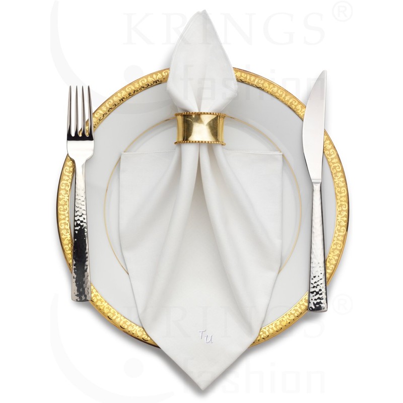 Pack of 6 cloth napkins with monograms high quality embroidery;