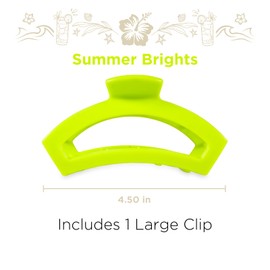 TELETIES - Open Large Hair Clip - For Thick to Super-Thick Hair - Strong Grip, Bendable Teeth, Comfortable Curved Design - For All Textures - Summer Brights