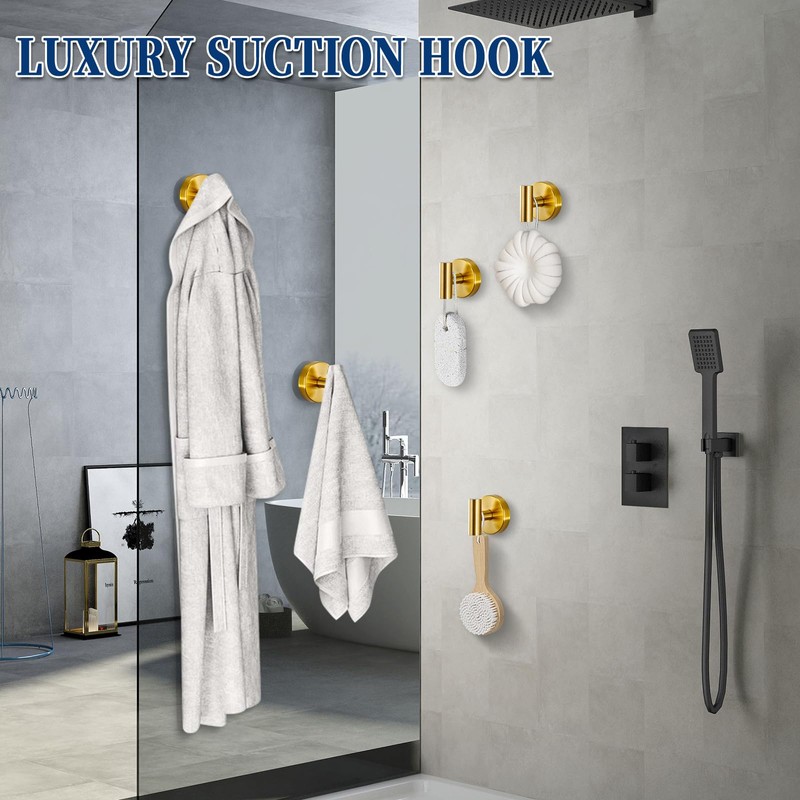 warlve Suction Cup Hooks No Drill Stainless Steel Shower Hooks