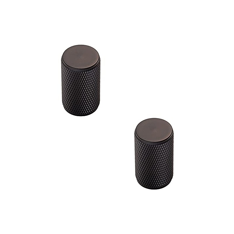 2 PACK | Knurled Cylindrical Cupboard Door Knob - 18mm