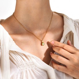 JeeweLife 18k Gold Plated Stainless Steel August Birthstone Necklace Birthday Gifts for Women Girls