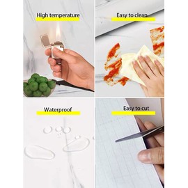 Glossy Marble Paper Granite Gray/White Wallpaper Peel and Stick Wallpaper Self Adhesive Removable Wallpapers 23.6″ ×197″ Waterproof Countertop Paper for Cabinet Countertop Furniture Kitchen Viny Film