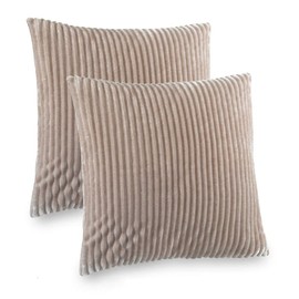 Kuscheli® Set of 2 Cushion Covers in Double Pack Cashmere Touch Fleece Pillow Slip, Sofa Cushion Pillowcase Pillowcases Couch Cushion, Colour: Taupe, Size: 2 x 40 x 40 cm
