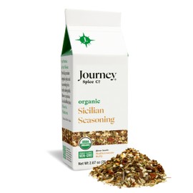Organic Sicilian Seasoning by Journey Spice Co. | Salt-Free, Sugar-Free, Non-GMO | Natural Mediterranean Italian Spice Herb Blend for Pasta, Veggies, Meat, Salad, and More. | 2.67 oz. | Resealable/Reusable Cap
