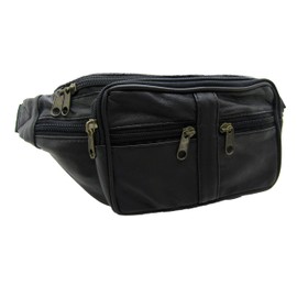 New Unisex Black Soft Leather Bum Bag