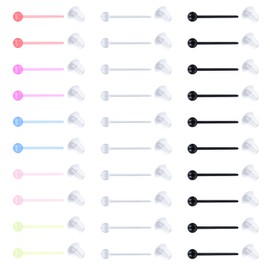 LAURITAMI Clear Earrings Studs Retainers Plastic Pins and Back Rubbers Stoppers Acrylic Ear Lobe Tragus Piercing 20G